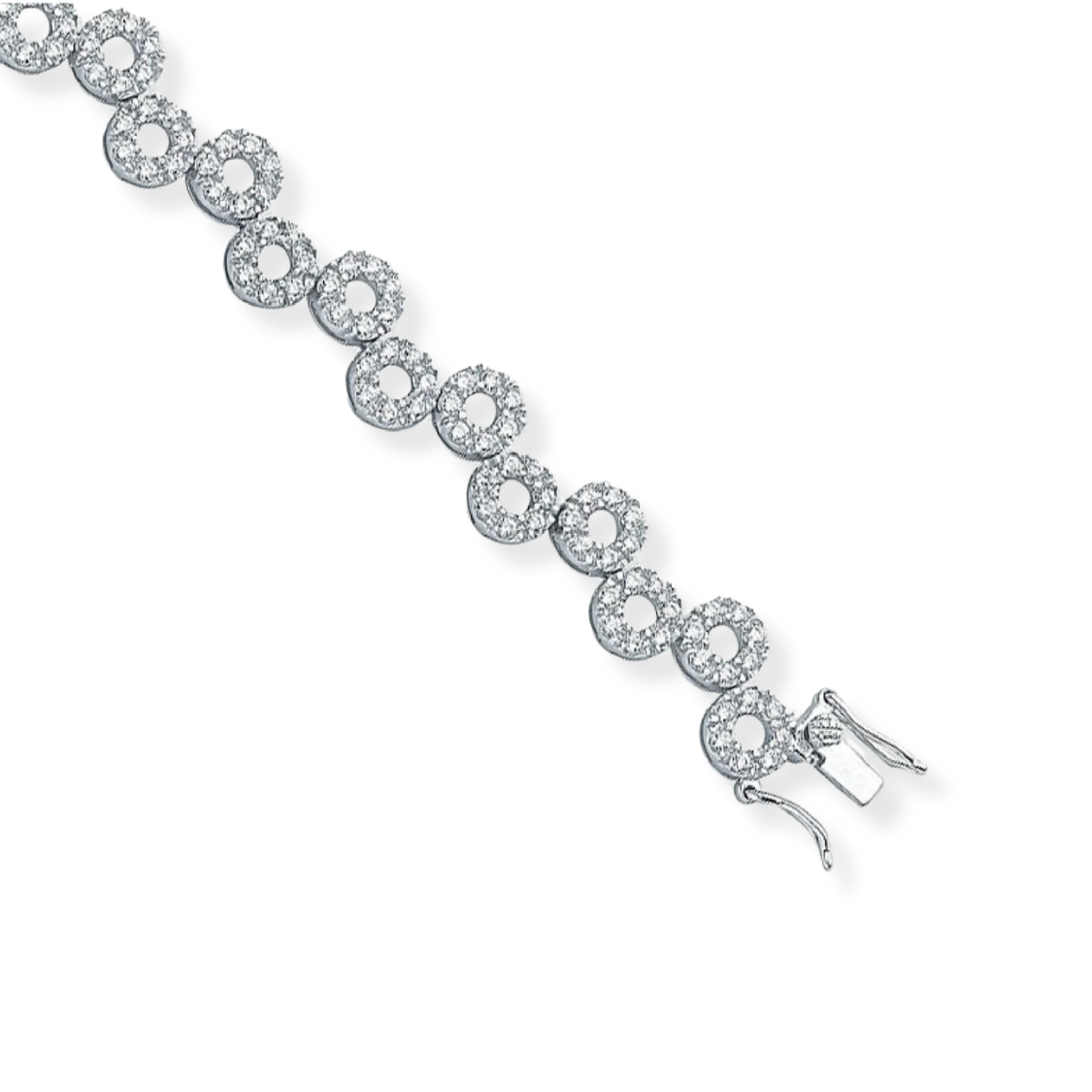 Bracelet fantaisie en argent 7" avec zircones cubiques