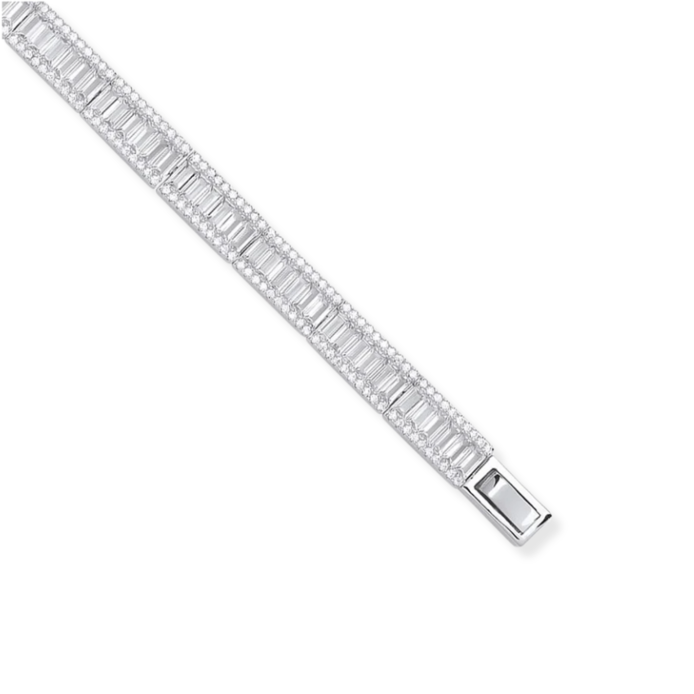 Silver Baguette & Round CZs Ladies Bracelet