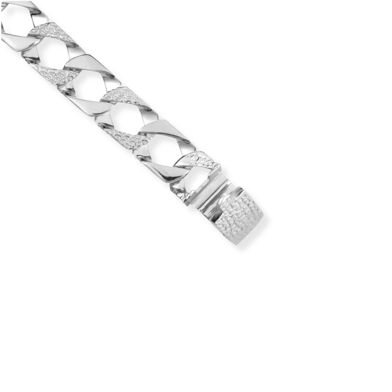 Silver 8mm Square Curb Ribbed Edge Link Gents Bracelet