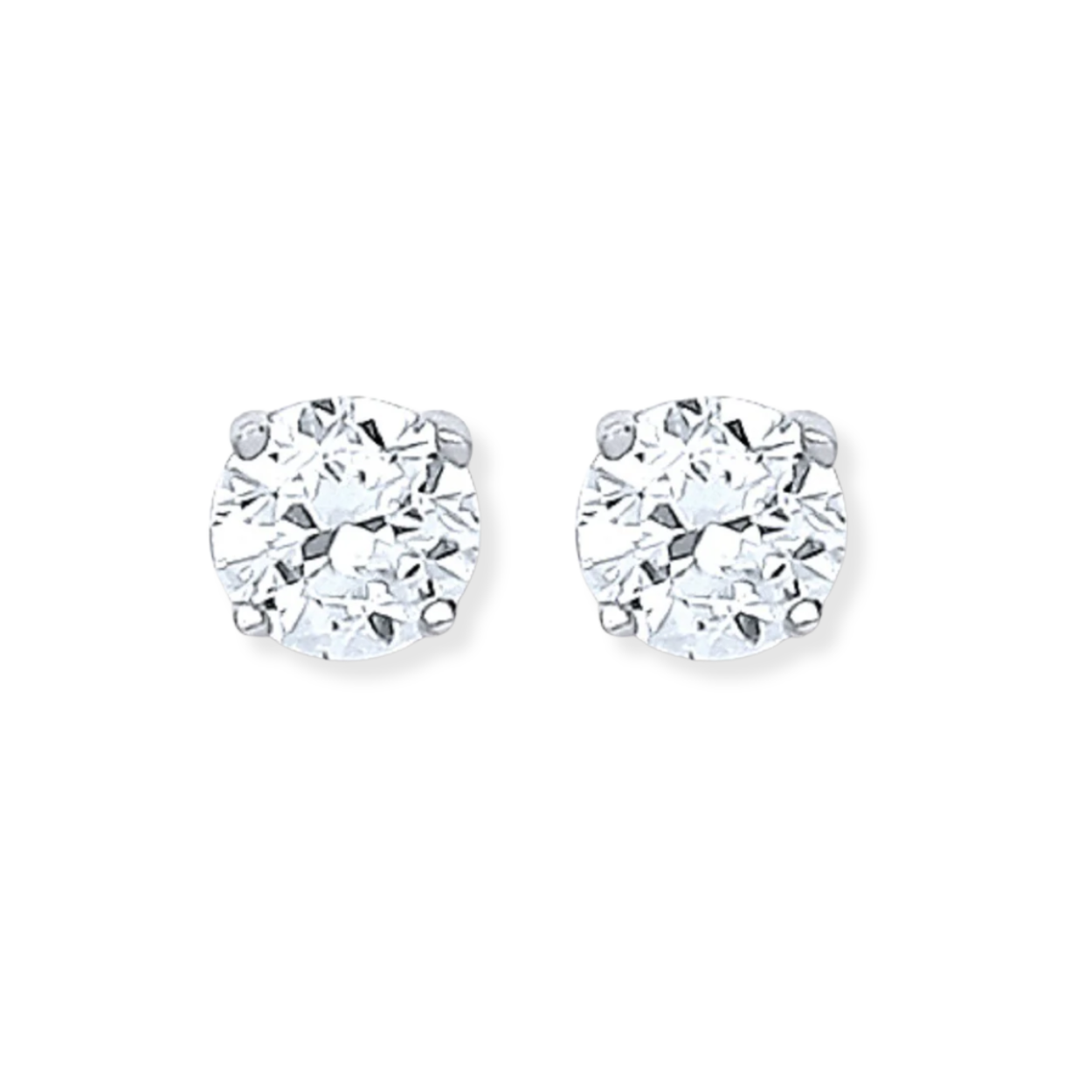 Silver Brilliant Cut CZ 4mm Claw Set Stud