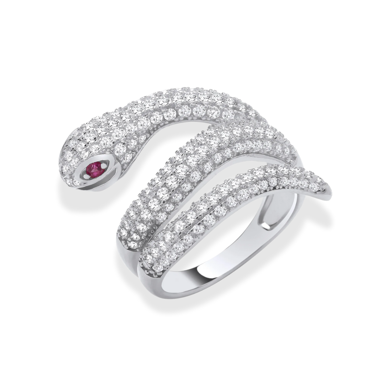 Silver CZ Snake Ring