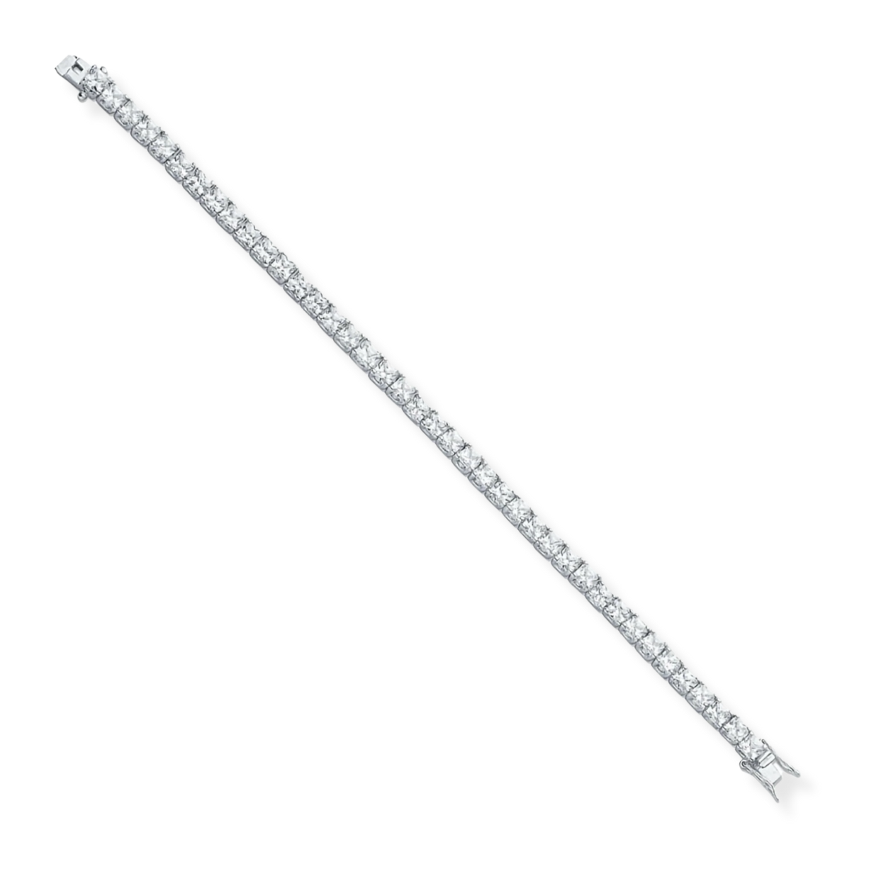 Silver 4.3mm Princess Cut Cz Tennis Bracelet