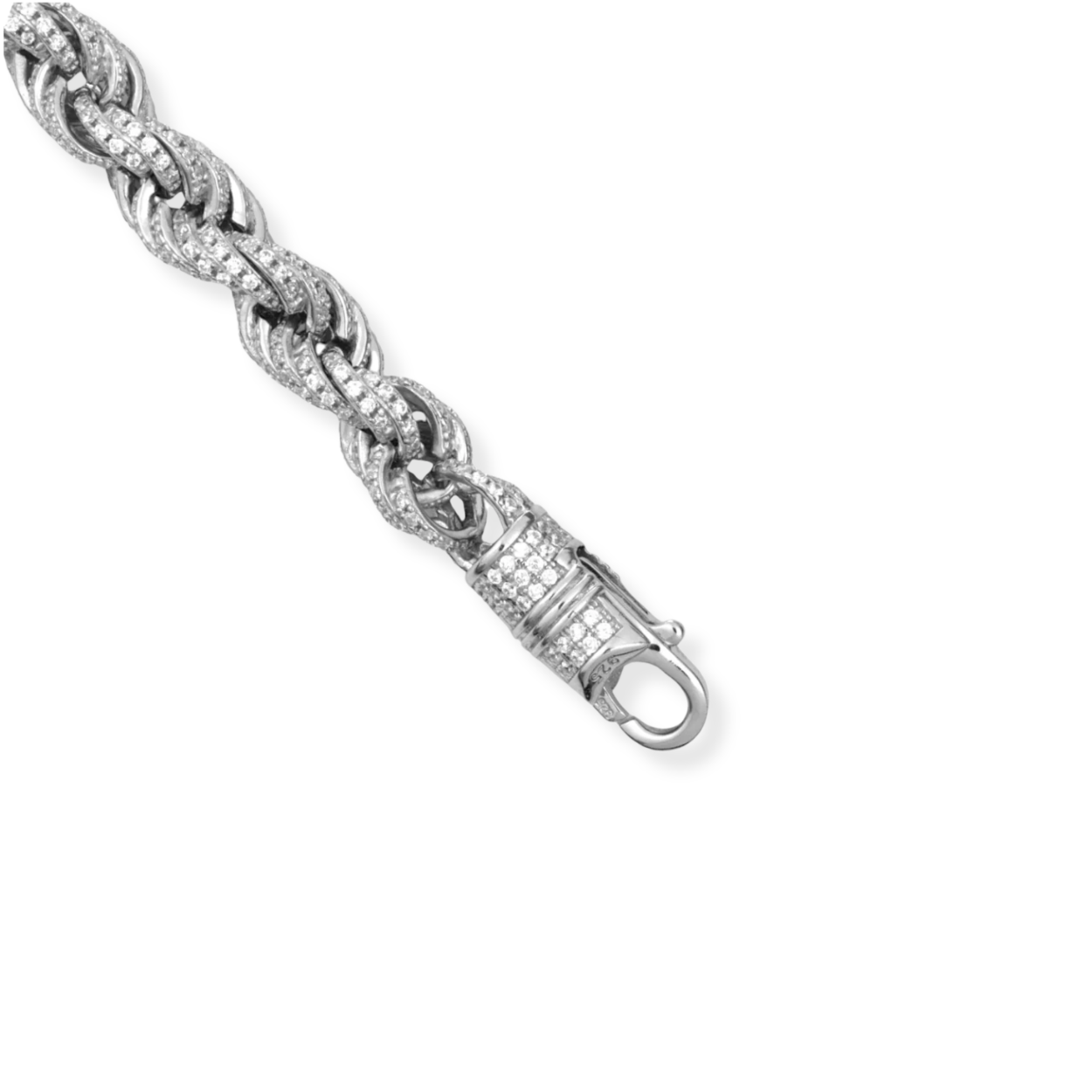 Silver 7mm CZ Set Rope Bracelet