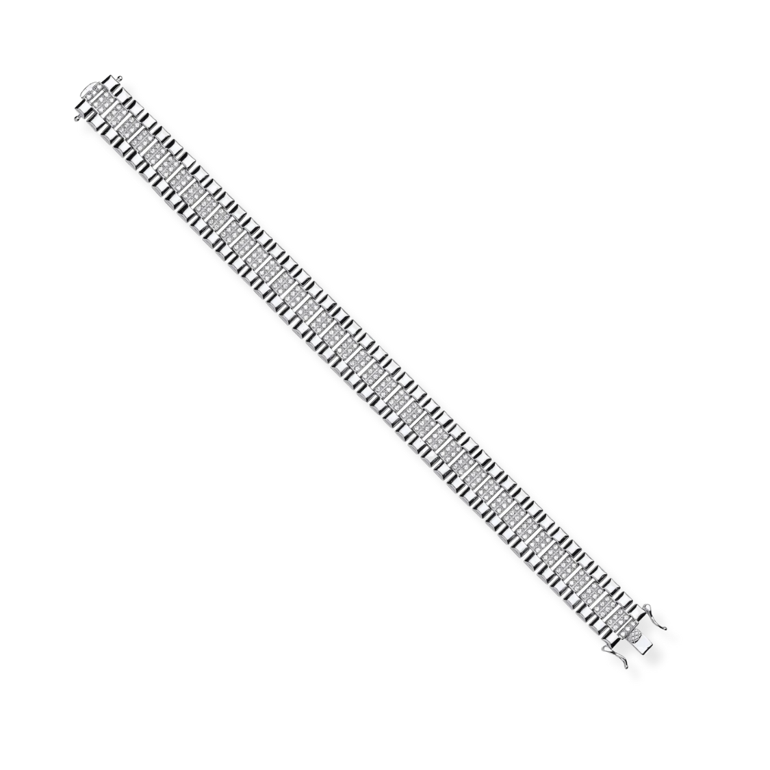 Silver 15mm Fancy CZ Link Gents Bracelet