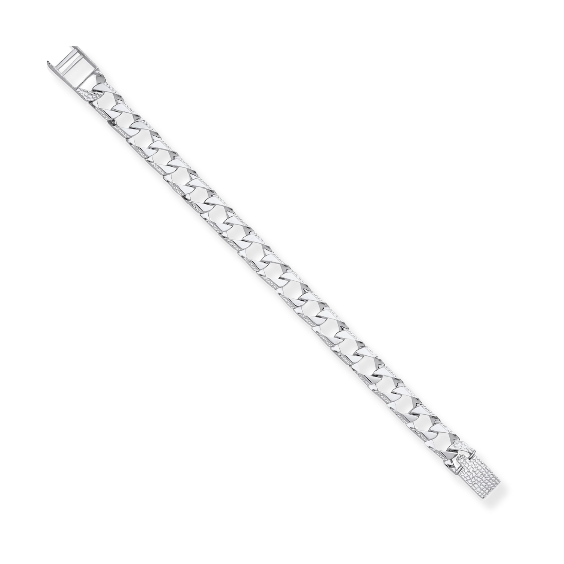 Silver 8mm Square Curb Ribbed Edge Link Gents Bracelet