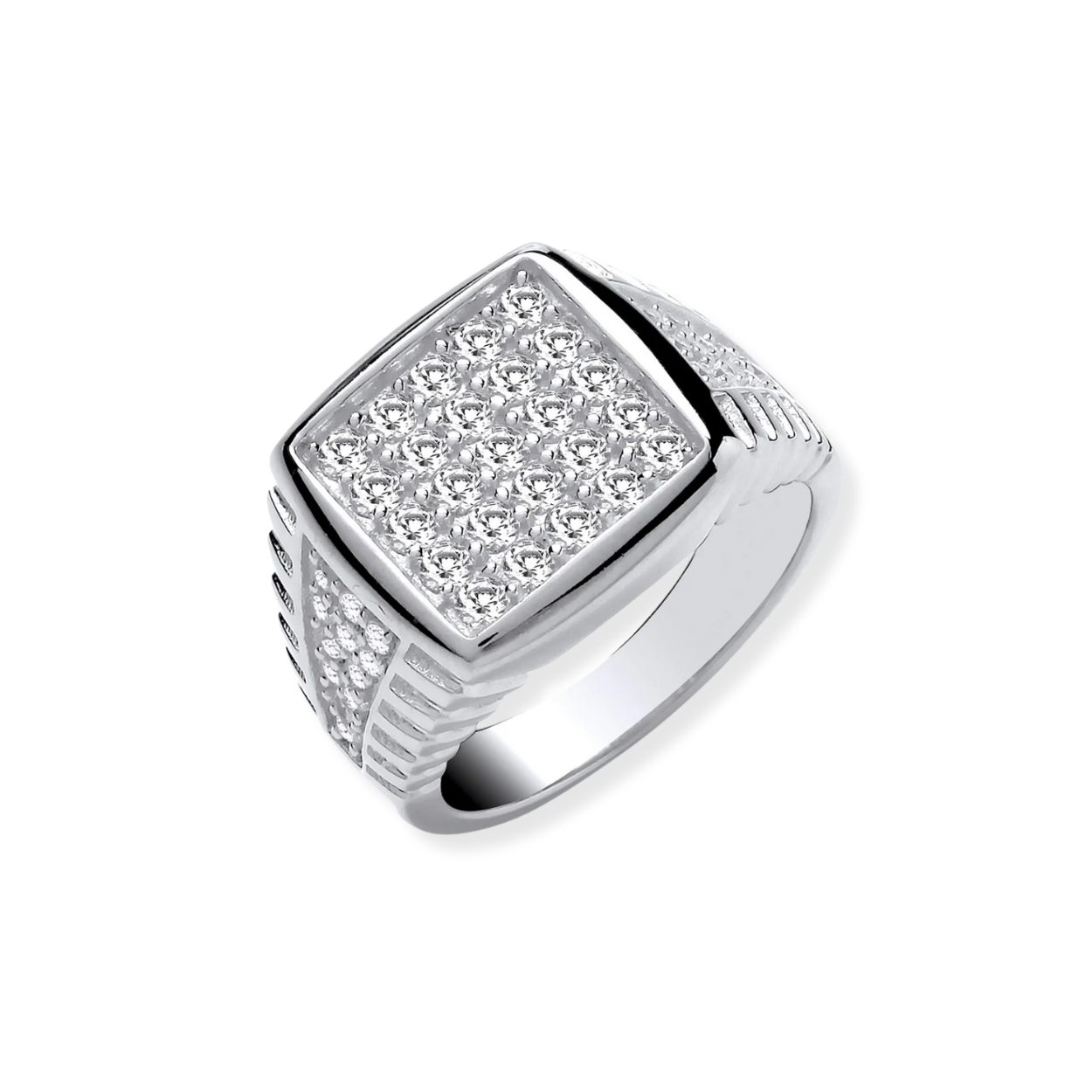 Silver Square Top CZ Ring