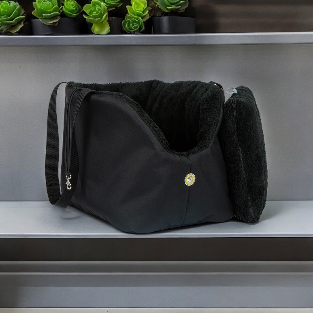 Rainy Bear Black Dog Carrier Bag by Soho Poms