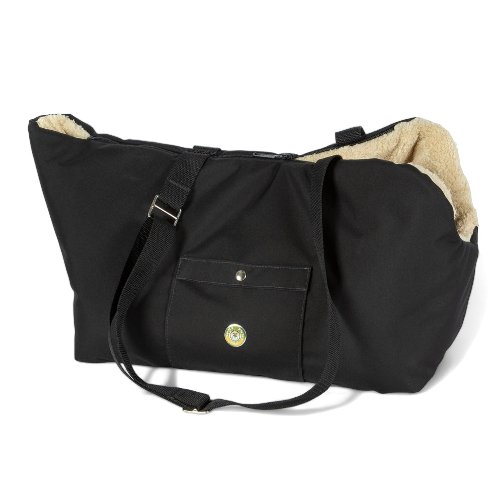 Luxury Bear Black & Beige Pet Carrier with Zipper