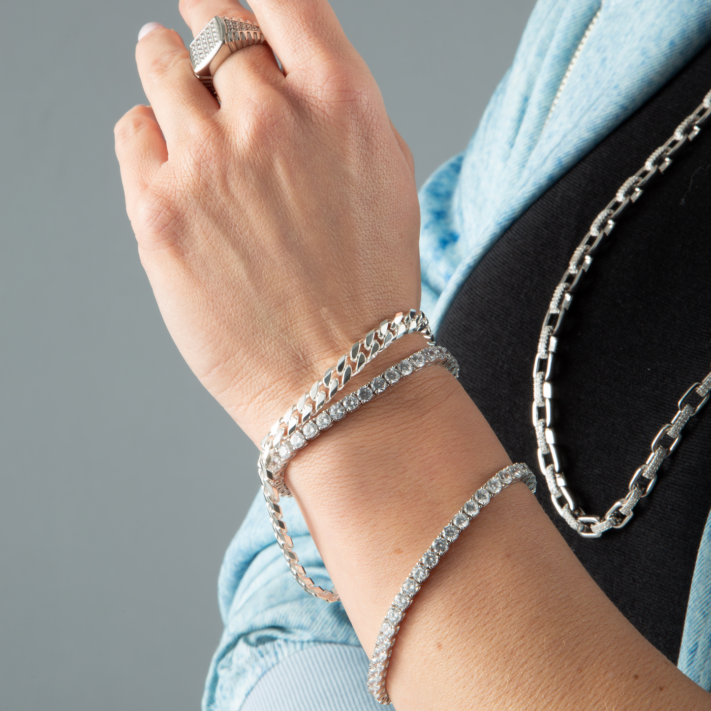 Silver Micro Pave' Cz Ring