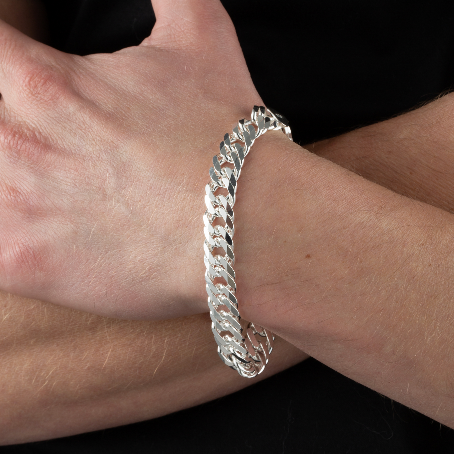 Silver 11mm Double Curb Bracelet