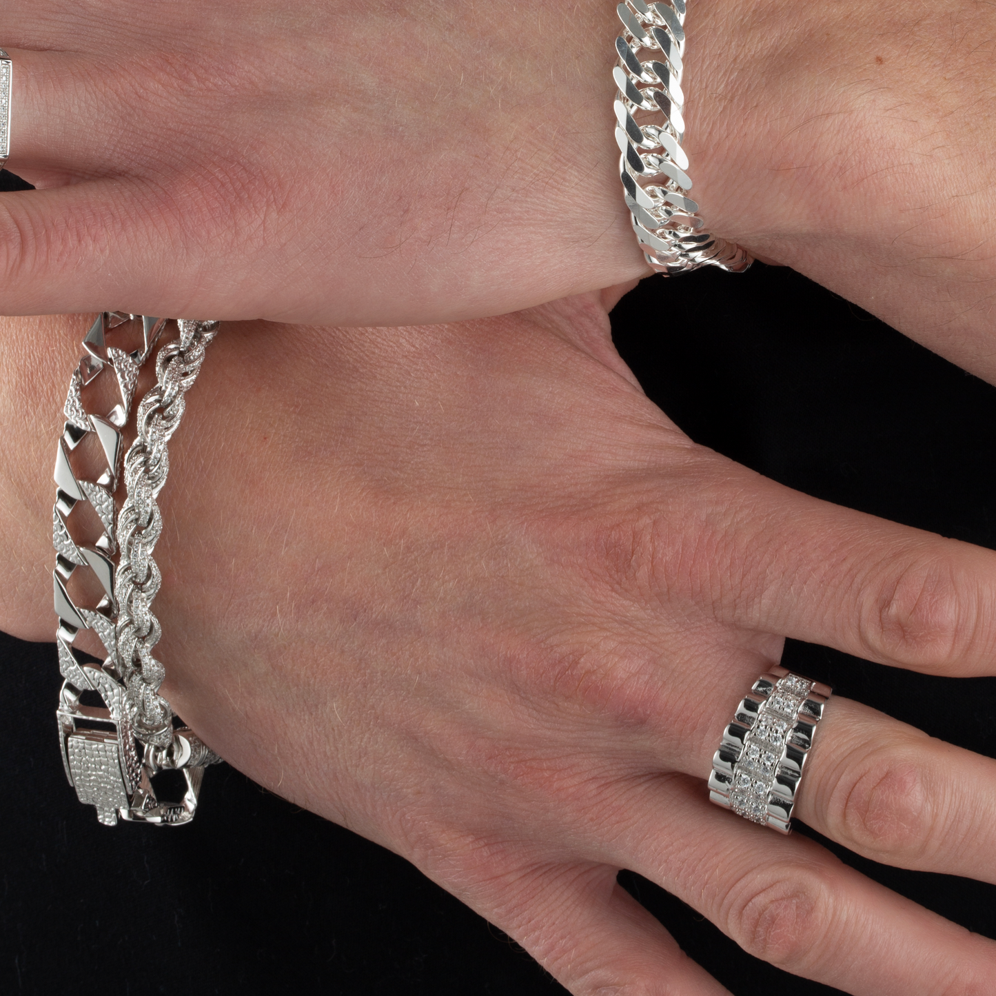 Silver 7mm CZ Set Rope Bracelet