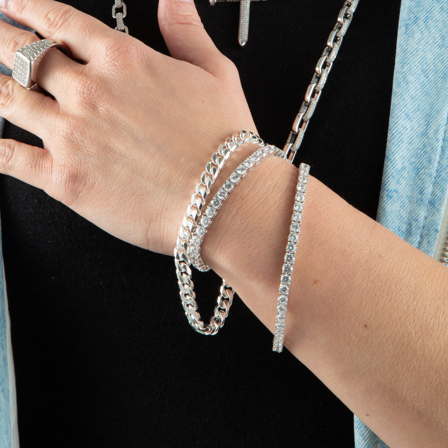 Silver 4.3mm Princess Cut Cz Tennis Bracelet