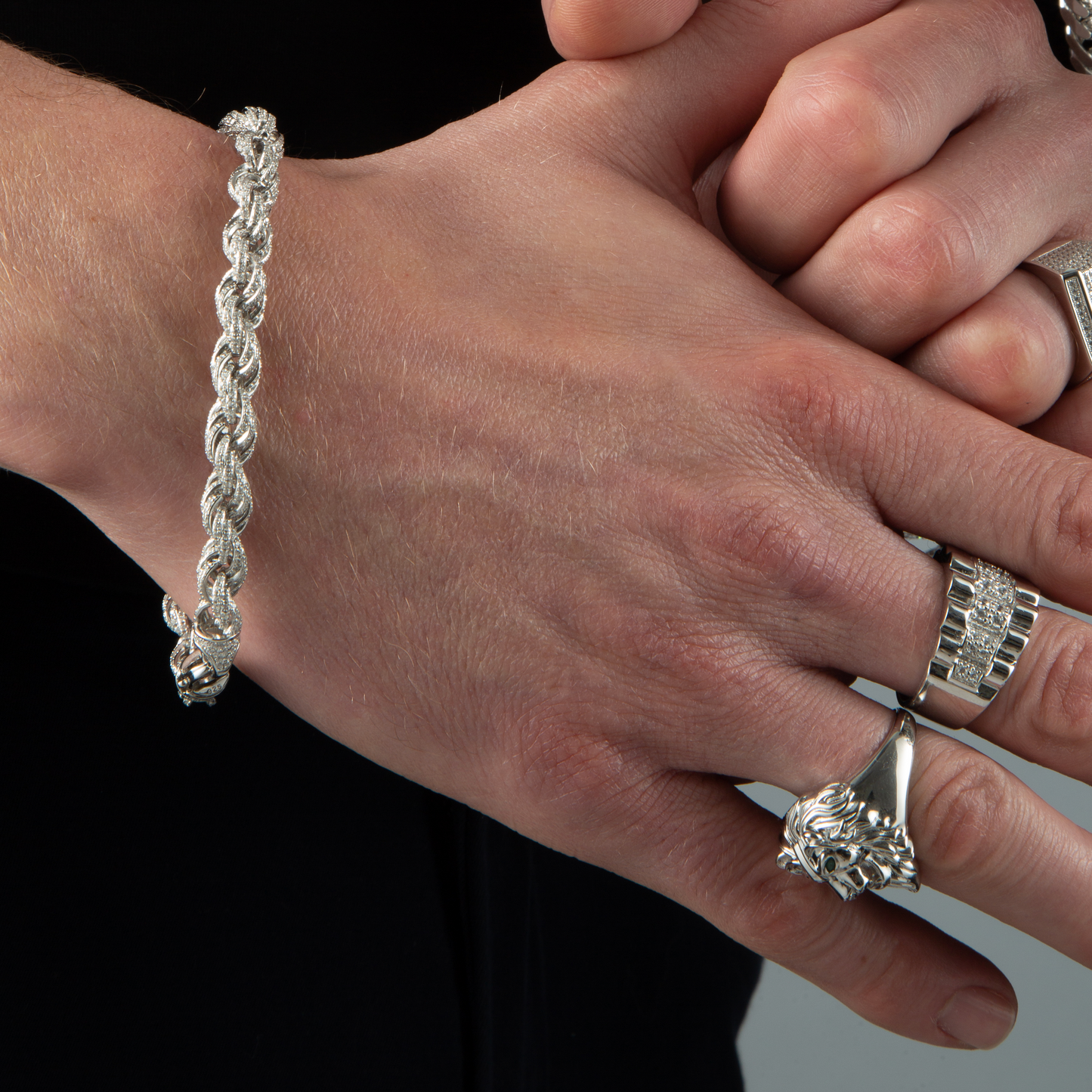 Silver 7mm CZ Set Rope Bracelet