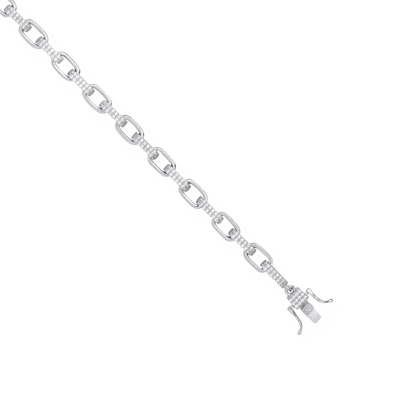 Heavy Silver CZ Oval Belcher Chain