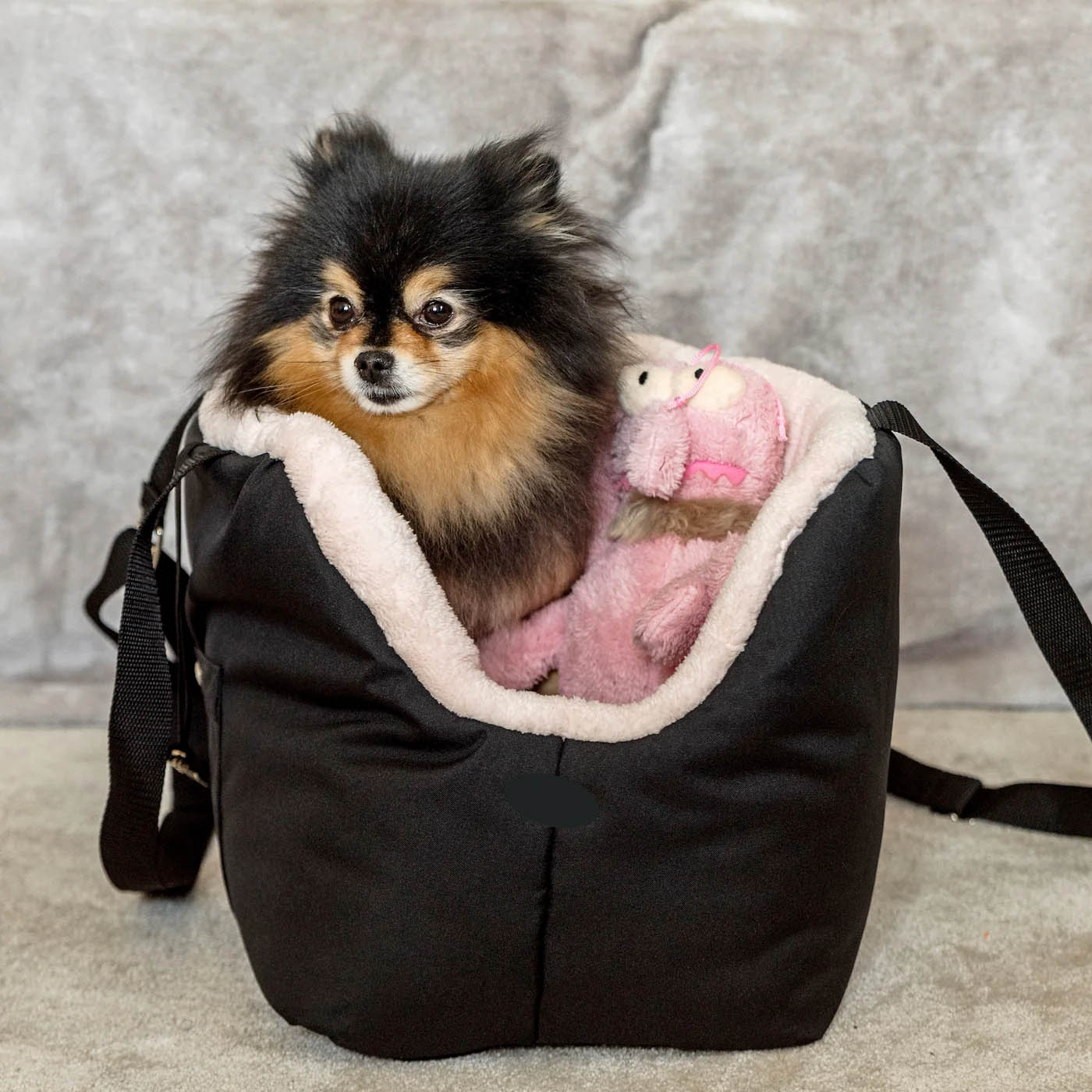 Sac de transport pour chien Rainy Bear noir et beige par Soho Poms