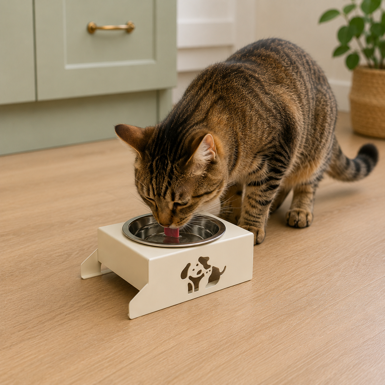 Soho Poms Stainless Steel Small Pet Bowl with Cream Base