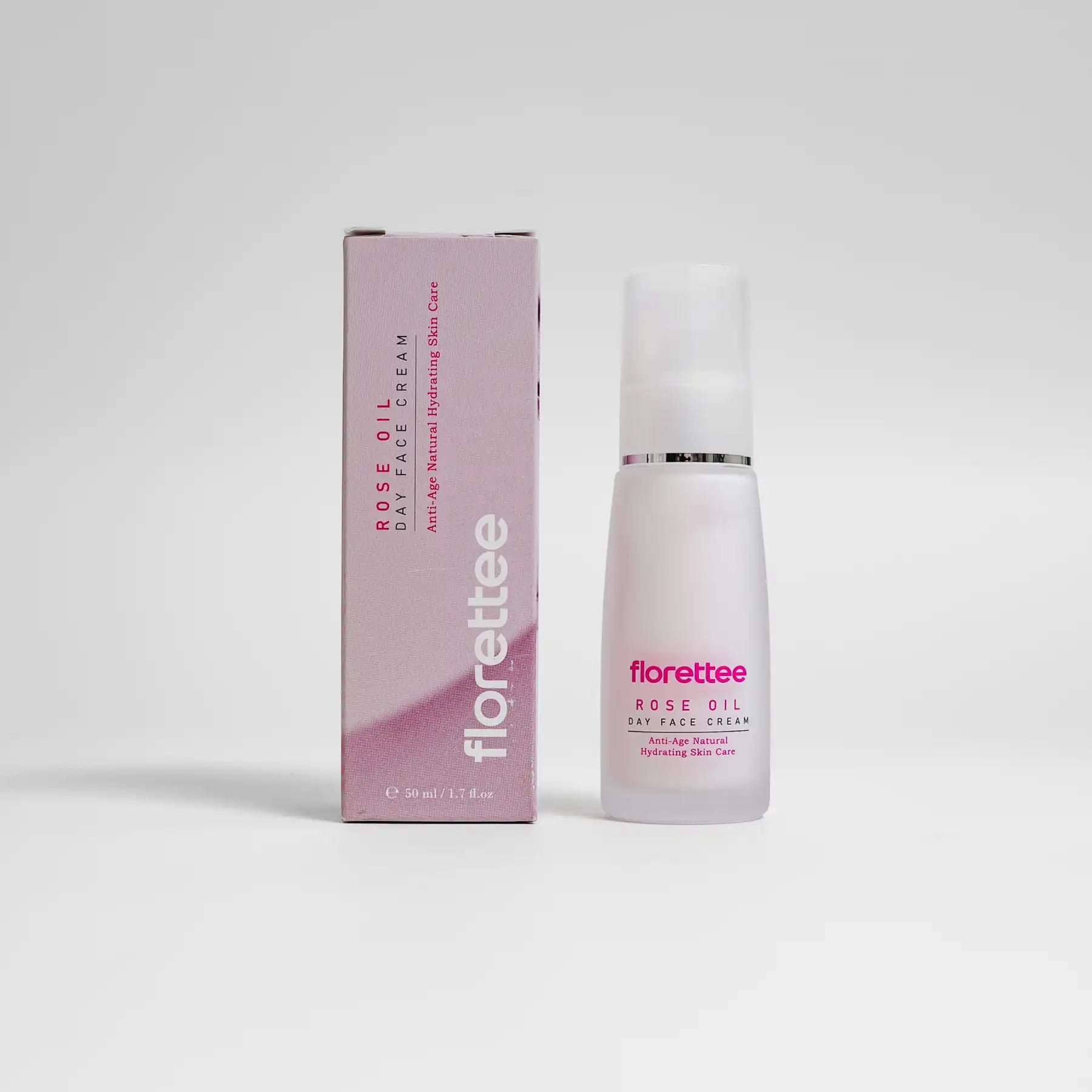 Florettee Rose Oil Day Face Cream 50ml with Product Packaging