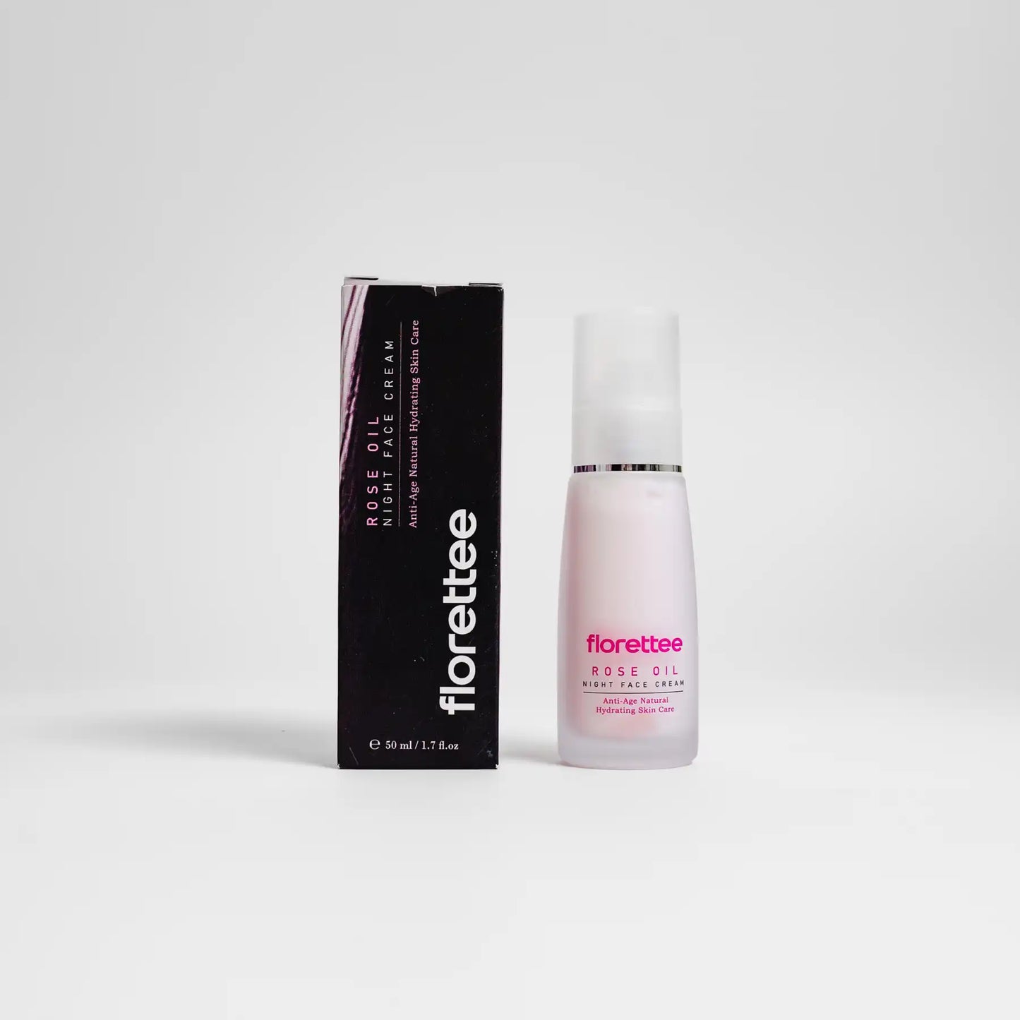 Florettee Rose Oil Night Face Cream 50ml with product packaging