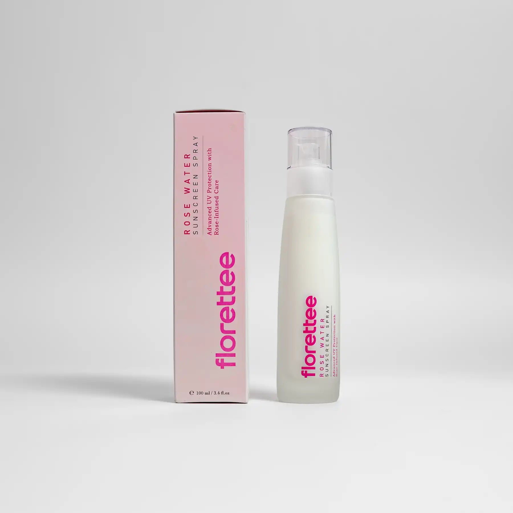 Florettee Sun Spray with Rose Oil SPF30 100ml with product packaging 