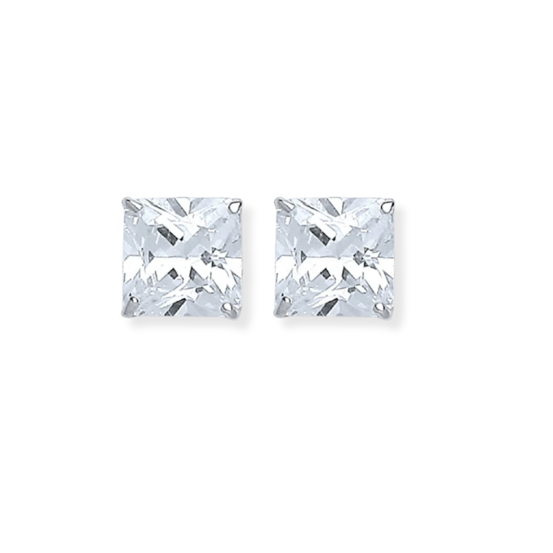 Studs Silver Princess Cut Earrings