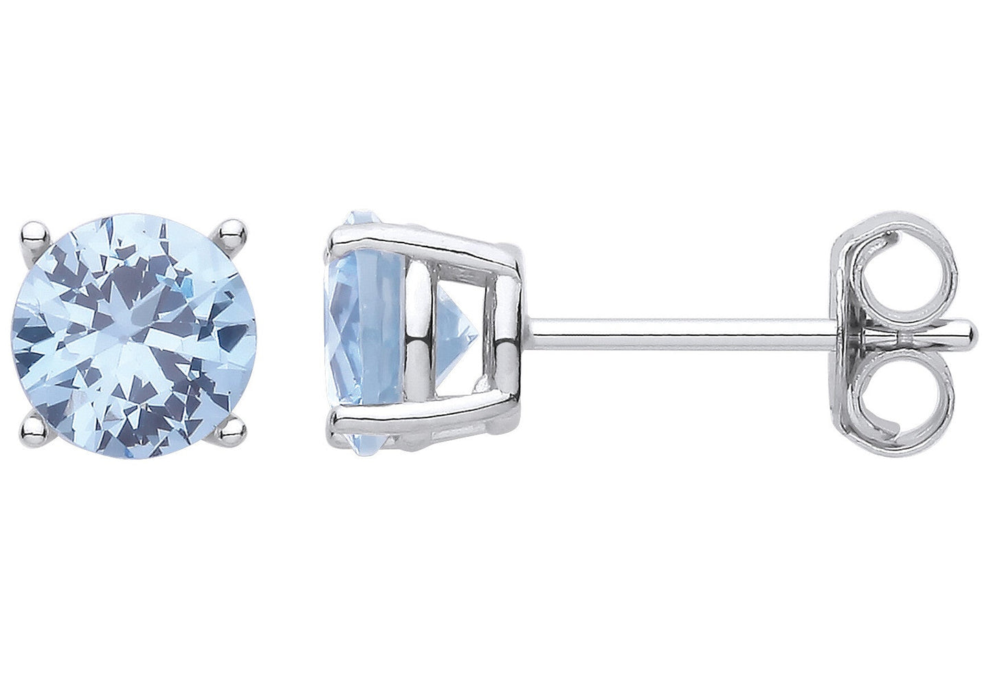 Silver BLUE CZ Round Brilliant 6mm