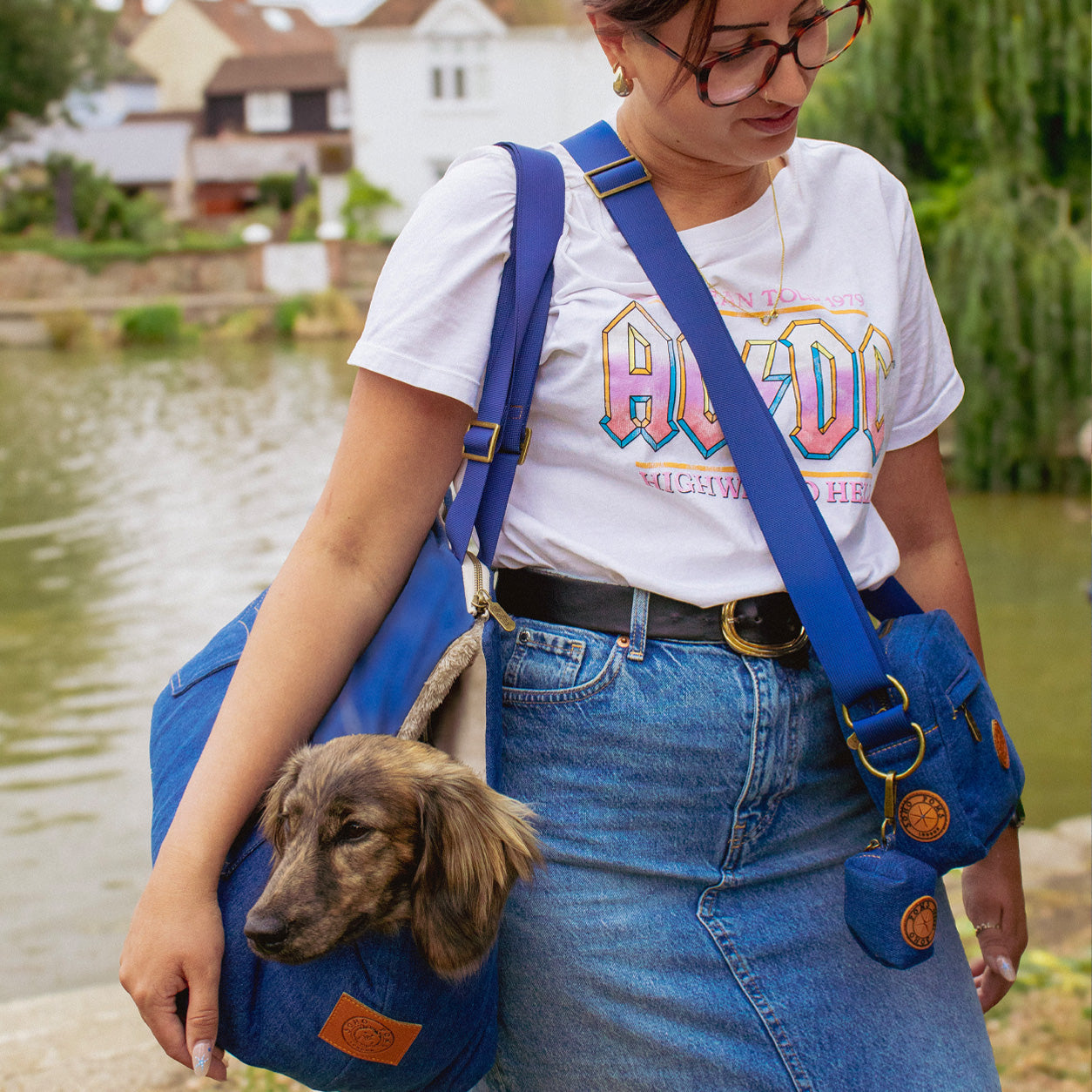 Soho Poms Luxury Frith Denim Dog Carrier - Classic Rinse