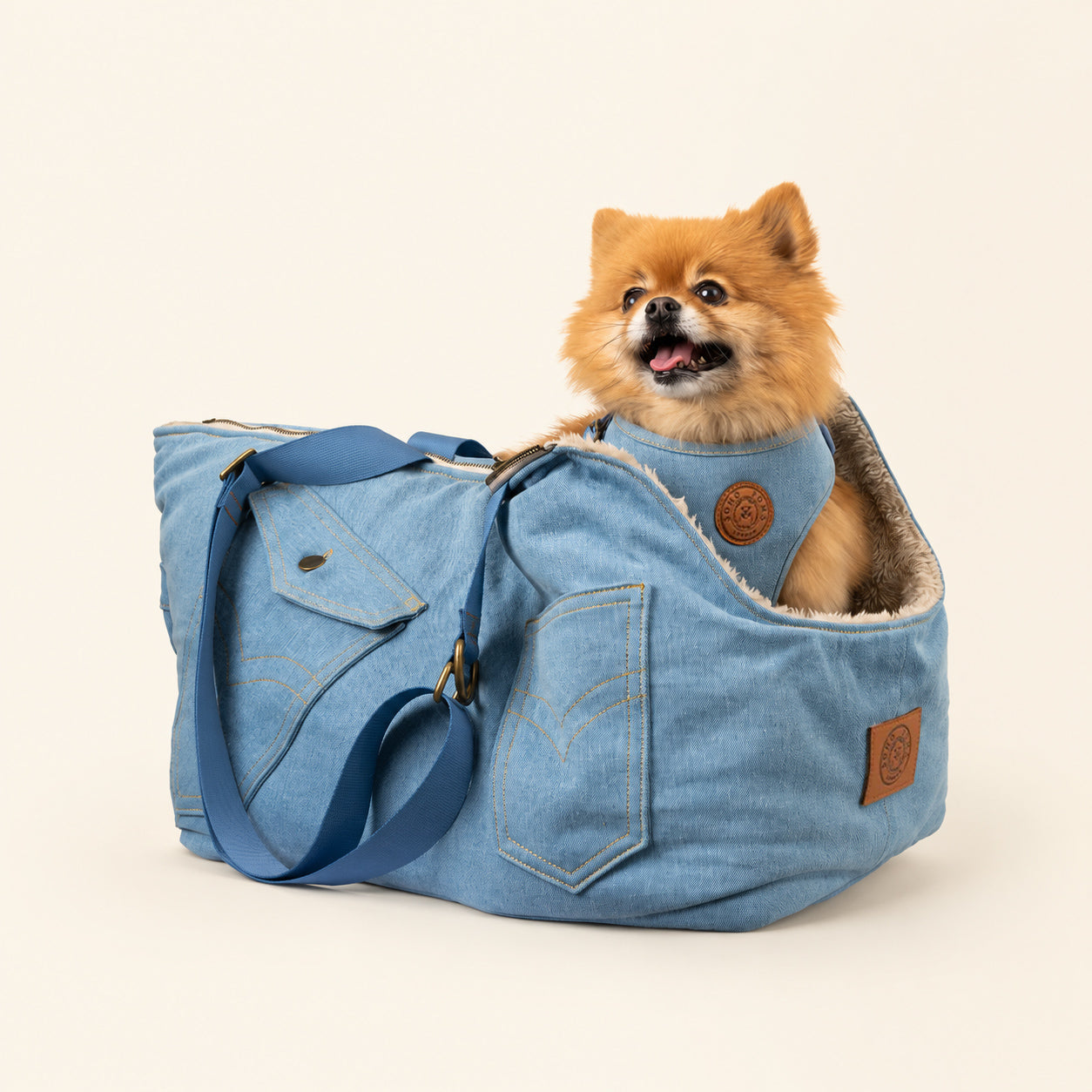 Soho Poms Luxury Frith Denim Dog Carrier - Vintage Wash