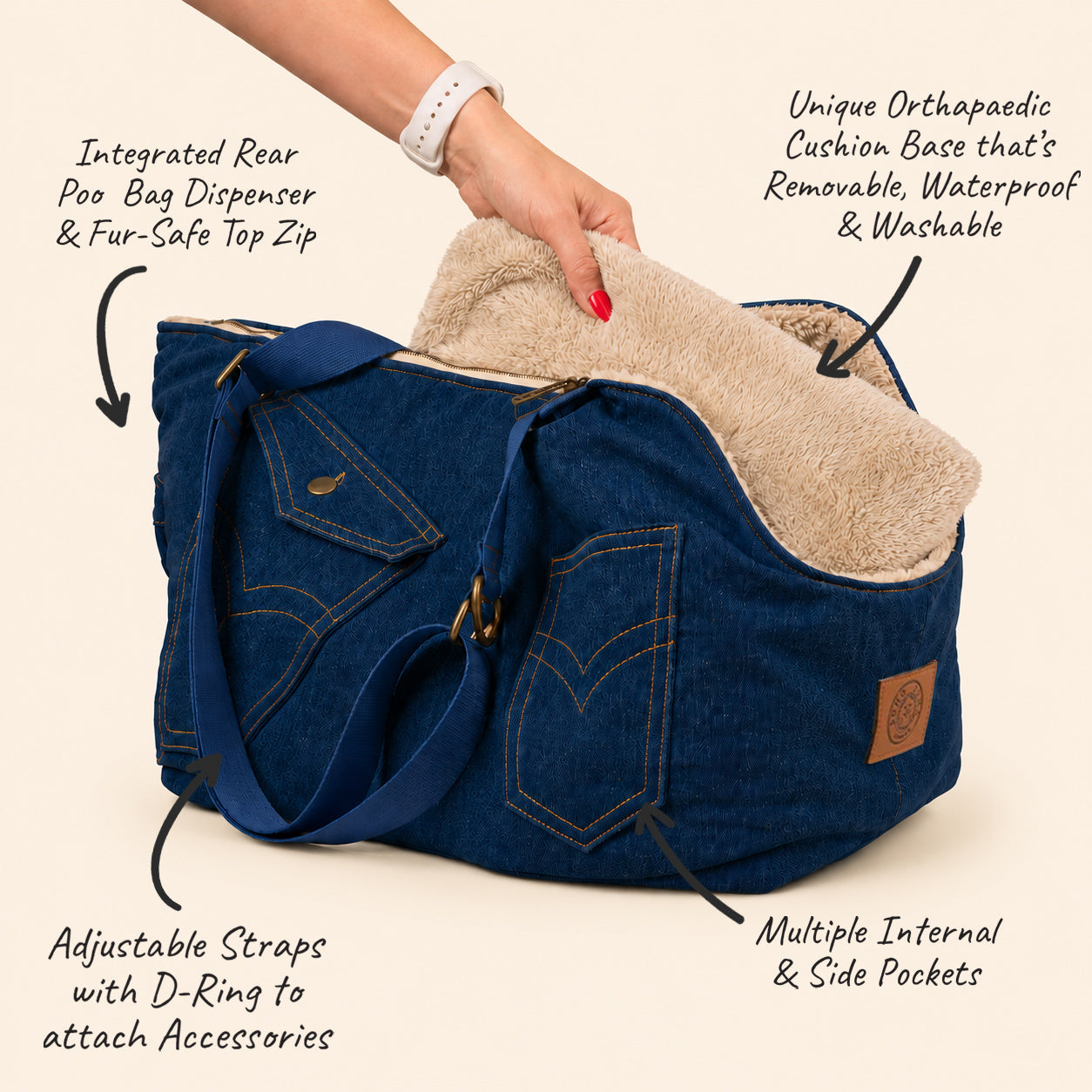 Soho Poms Luxury Frith Denim Dog Carrier - Urban Edge